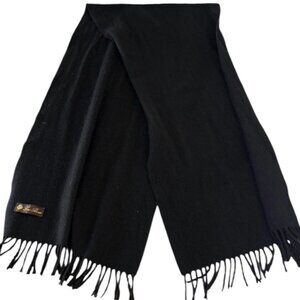 Loro Piana Cashmere Scarf Fringe Black Made In Italy Quiet Luxury